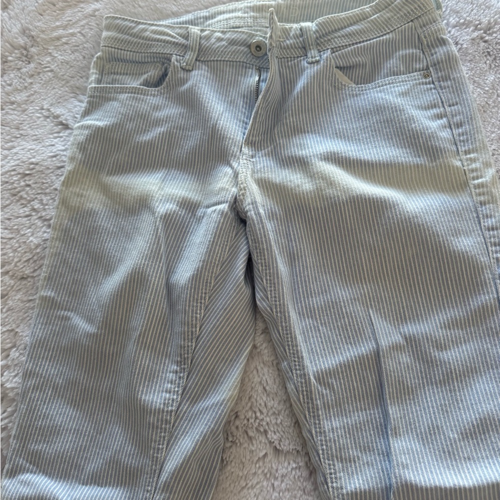 Zara Blue and White Striped Denim